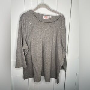 Quacker Factory Rhinestone Winter Snowflake Top Women’s Plus Size 2X